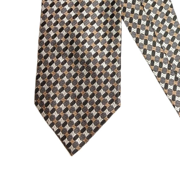 Gior Gio Brutini Silk Tie Men’s 61” Black Metallic Geometric Art Deco Wide New - Picture 1 of 4